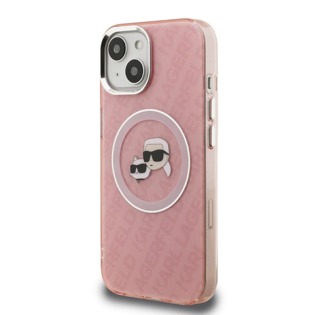 Zadní kryt Karl Lagerfeld IML K&amp;CH Heads Repeated Logo MagSafe pro iPhone 15 Pink - náhled 2