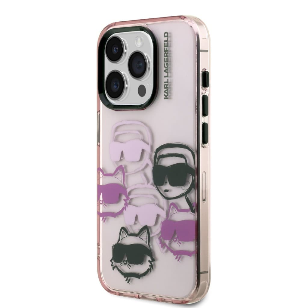 Zadní kryt Karl Lagerfeld IML Multi K&amp;CH Heads pro iPhone 15 Pro Pink - náhled 2