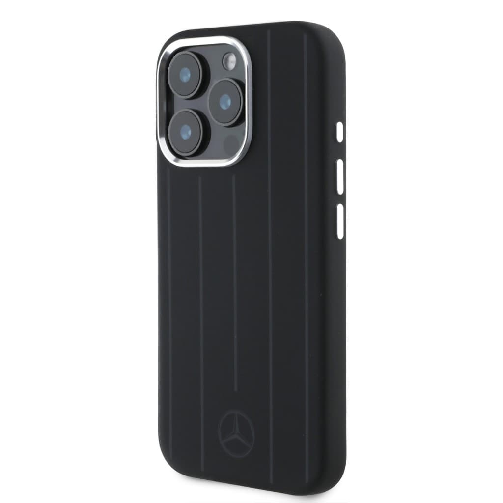 Zadní kryt Mercedes Liquid Silicon Stripes Pattern MagSafe pro iPhone 16 Pro Black - náhled 2