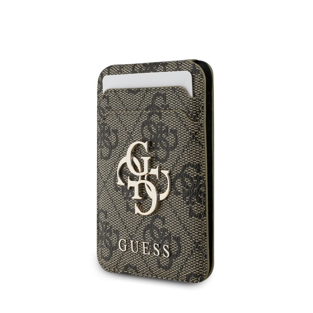 Pouzdro na karty se stojanem Guess 4G Metal Logo MagSafe Cardslot Brown - náhled 2