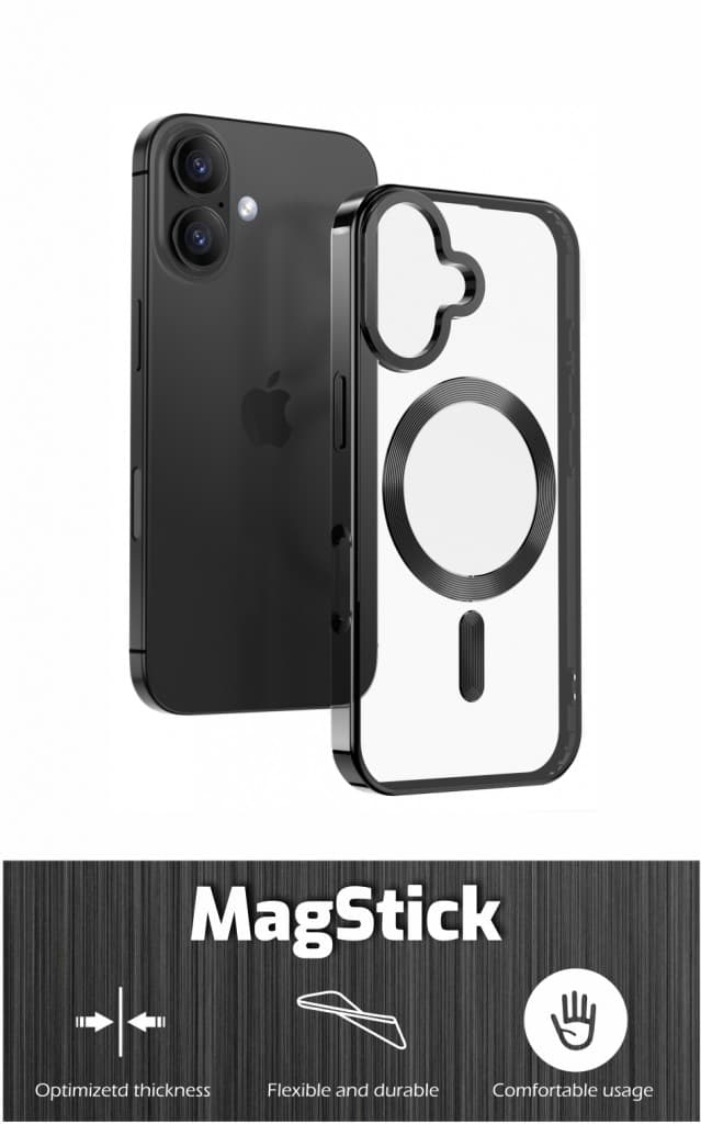 Zadní kryt Swissten Clear Jelly Magstick Metallic pro Apple iPhone 17 černý - náhled 2