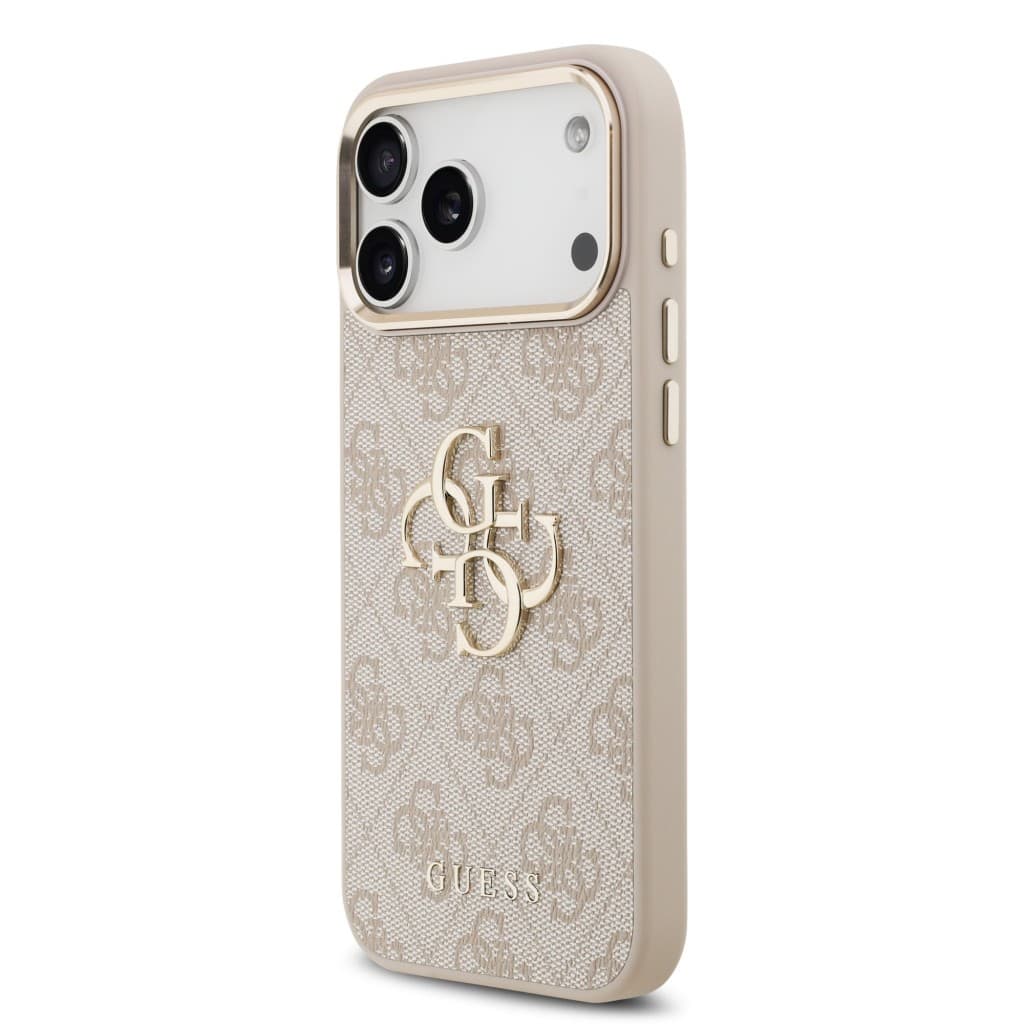 Zadní kryt Guess PU Leather 4G Metal Logo Gold Frame MagSafe pro iPhone 17 Pro Max Pink - náhled 2