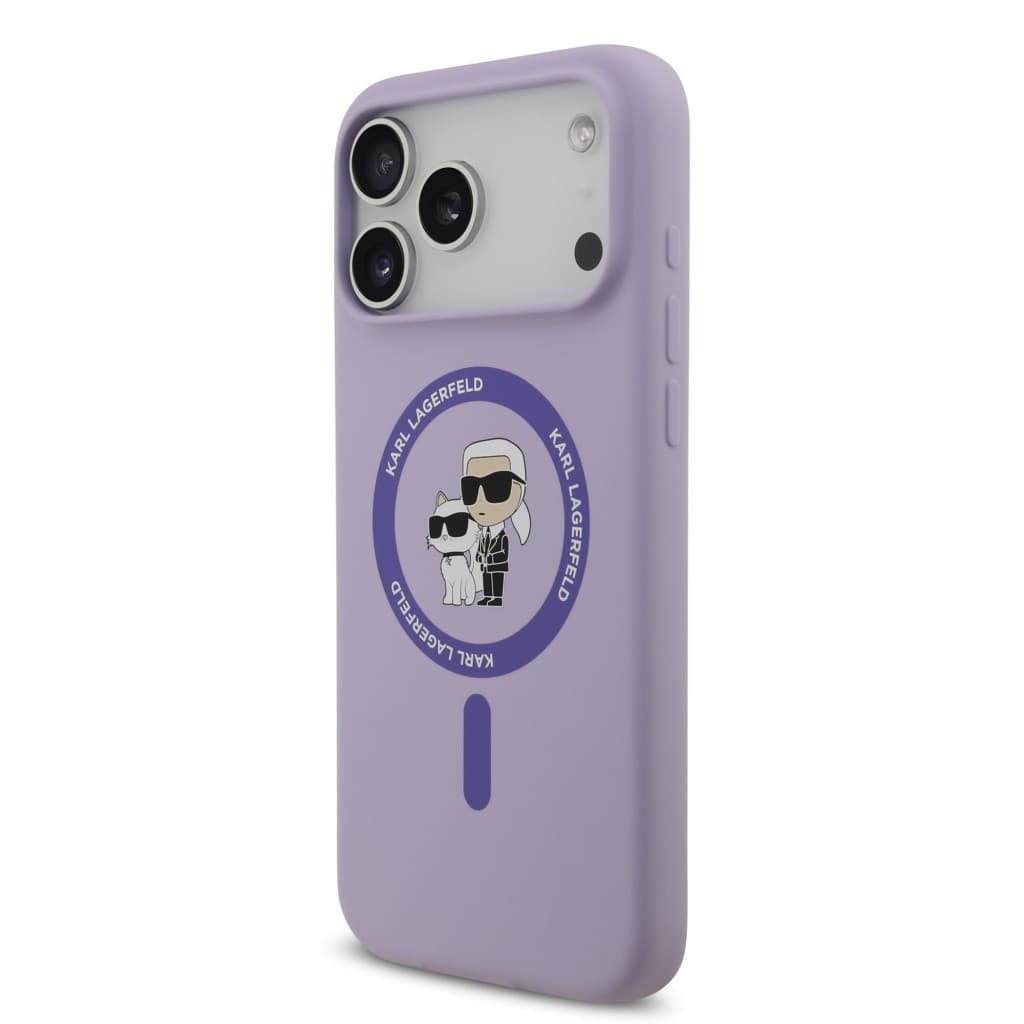 Zadní kryt Karl Lagerfeld Liquid Silicone Karl and Choupette MagSafe pro iPhone 17 Pro Max Purple - náhled 2