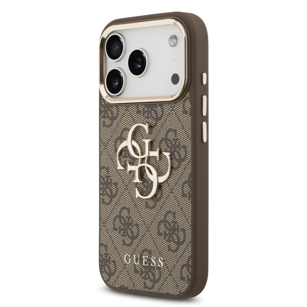Zadní kryt Guess PU Leather 4G Metal Logo Gold Frame MagSafe pro iPhone 17 Pro Brown - náhled 2