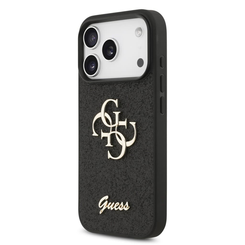 Zadní kryt Guess PU Fixed Glitter 4G Metal Logo pro iPhone 17 Pro Black - náhled 2