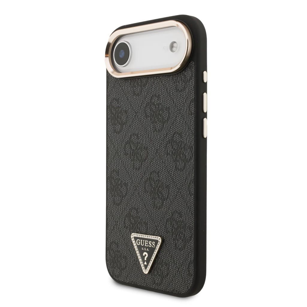 Zadní kryt Guess PU Leather 4G Triangle Logo Gold Frame MagSafe pro iPhone 17 Air Black - náhled 2