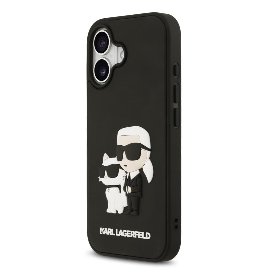 Zadní kryt Karl Lagerfeld 3D Rubber Karl and Choupette pro iPhone 17 Black - náhled 2