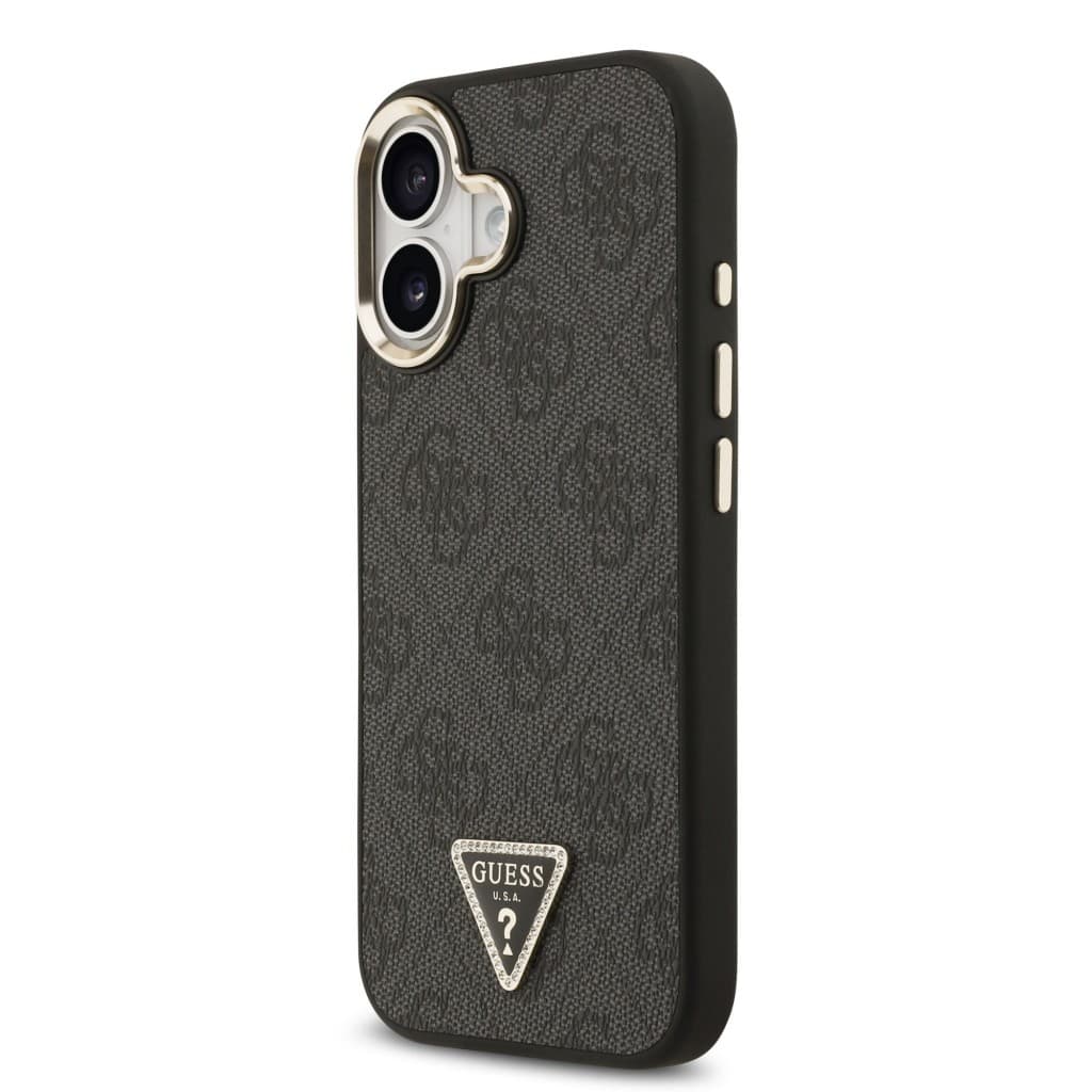Zadní kryt Guess PU Leather 4G Triangle Logo Gold Frame MagSafe pro iPhone 17 Black - náhled 2