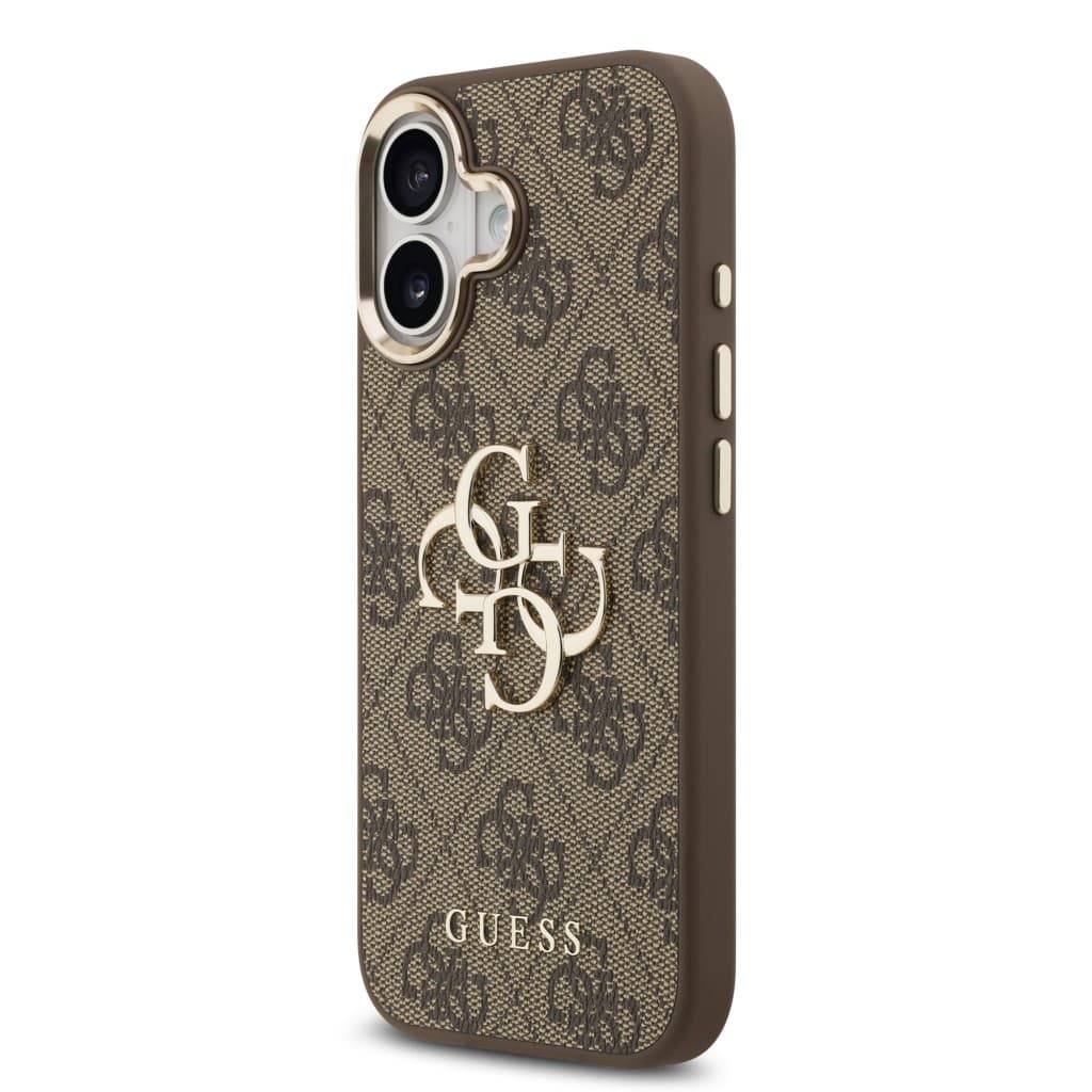 Zadní kryt Guess PU Leather 4G Metal Logo Gold Frame MagSafe pro iPhone 17 Brown - náhled 2