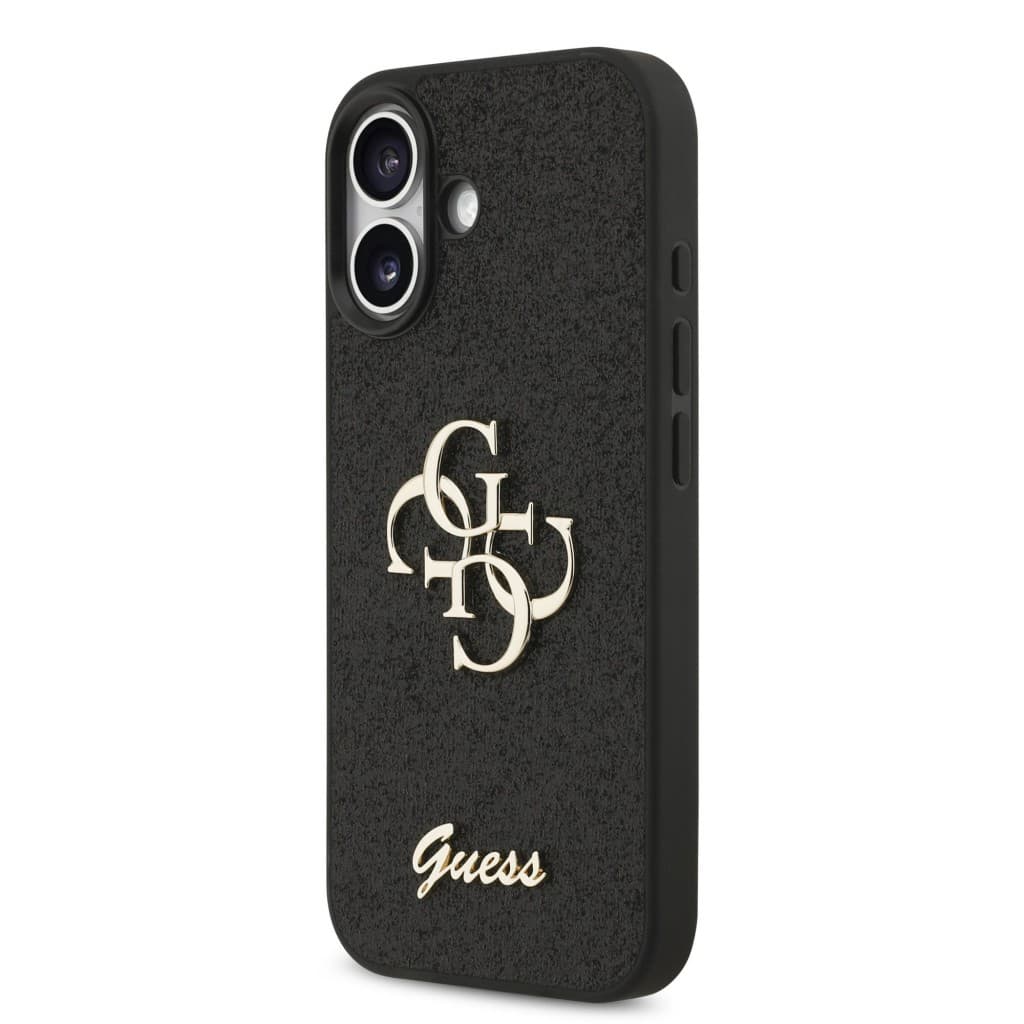 Zadní kryt Guess PU Fixed Glitter 4G Metal Logo pro iPhone 17 Black - náhled 2