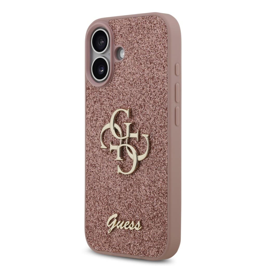 Zadní kryt Guess PU Fixed Glitter 4G Metal Logo pro iPhone 17 Pink - náhled 2