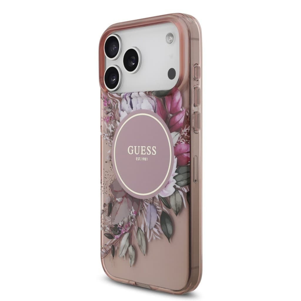 Zadní kryt Guess IML Flowers Strap MagSafe pro iPhone 17 Pro Max Pink - náhled 2