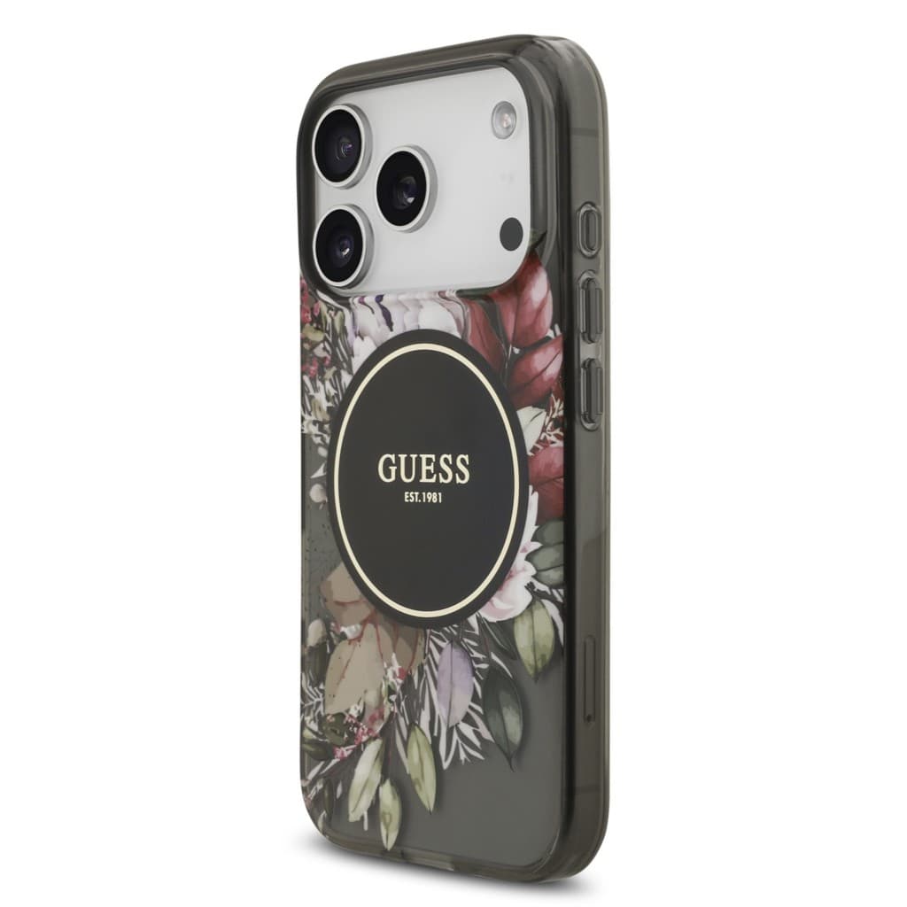 Zadní kryt Guess IML Flowers Strap MagSafe pro iPhone 17 Pro Black - náhled 2