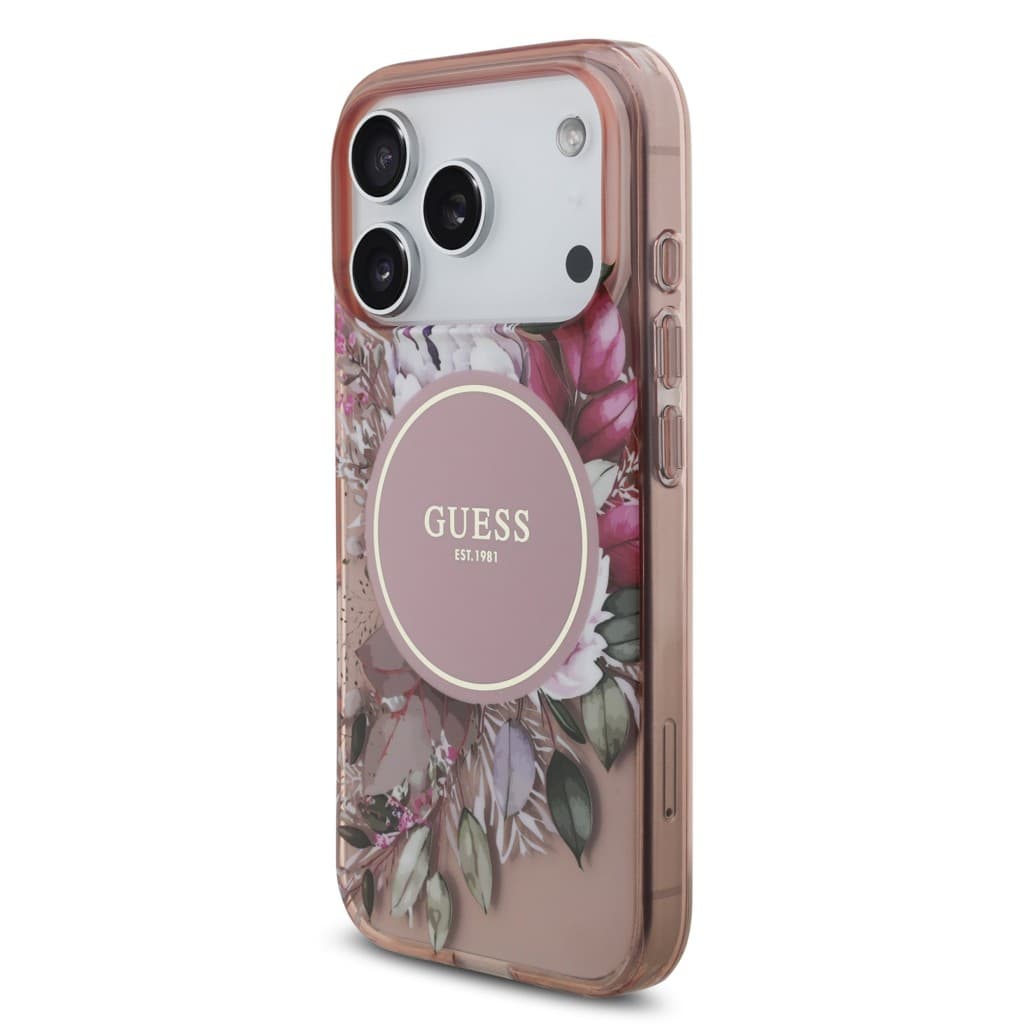 Zadní kryt Guess IML Flowers Strap MagSafe pro iPhone 17 Pro Pink - náhled 2