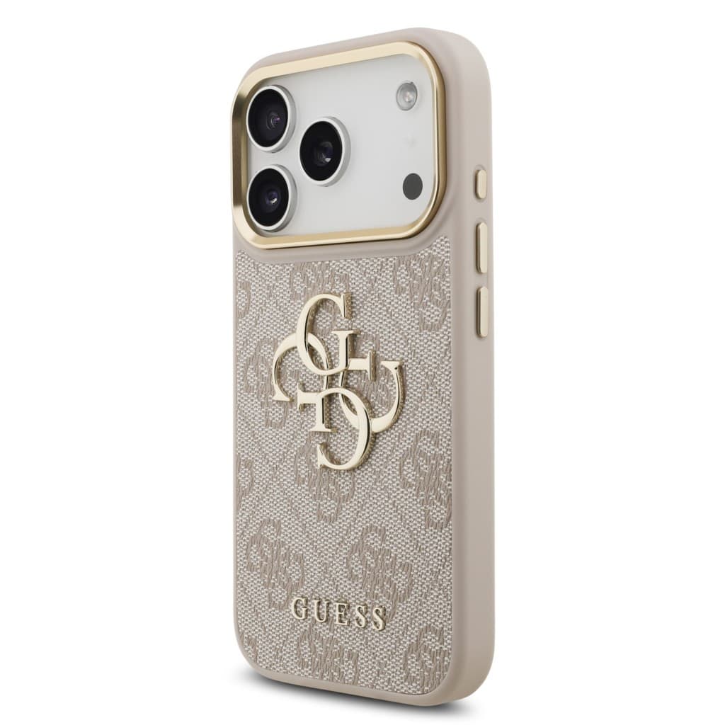Zadní kryt Guess PU Leather 4G Metal Logo Gold Frame MagSafe pro iPhone 17 Pro Pink - náhled 2