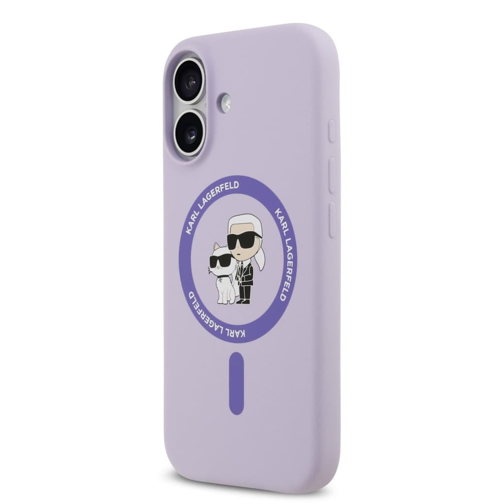 Zadní kryt Karl Lagerfeld Liquid Silicone Karl and Choupette MagSafe pro iPhone 17 Purple - náhled 2