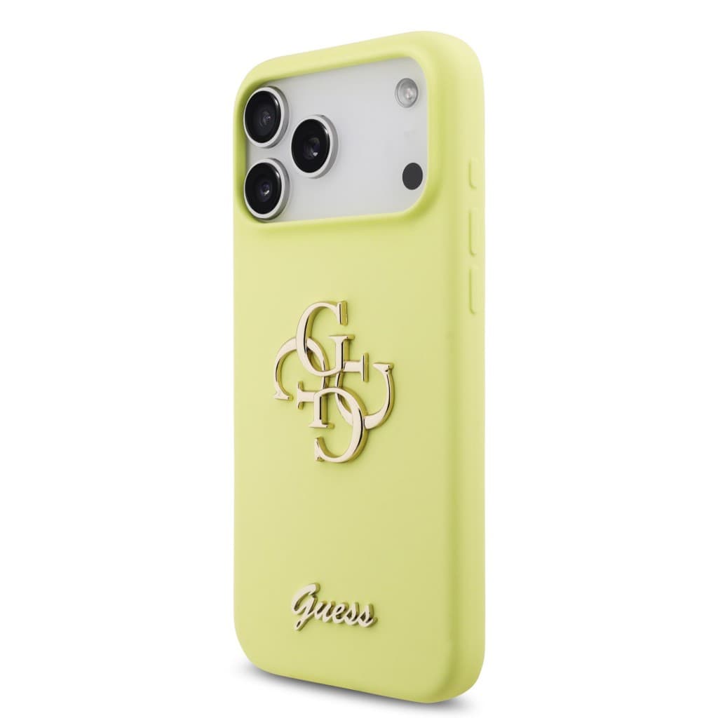 Zadní kryt Guess Liquid Silicone 4G Metal Logo pro iPhone 17 Pro Max Yellow - náhled 2