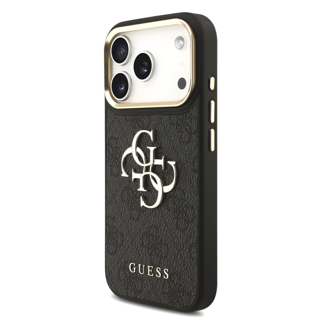Zadní kryt Guess PU Leather 4G Metal Logo Gold Frame MagSafe pro iPhone 17 Pro Black - náhled 2