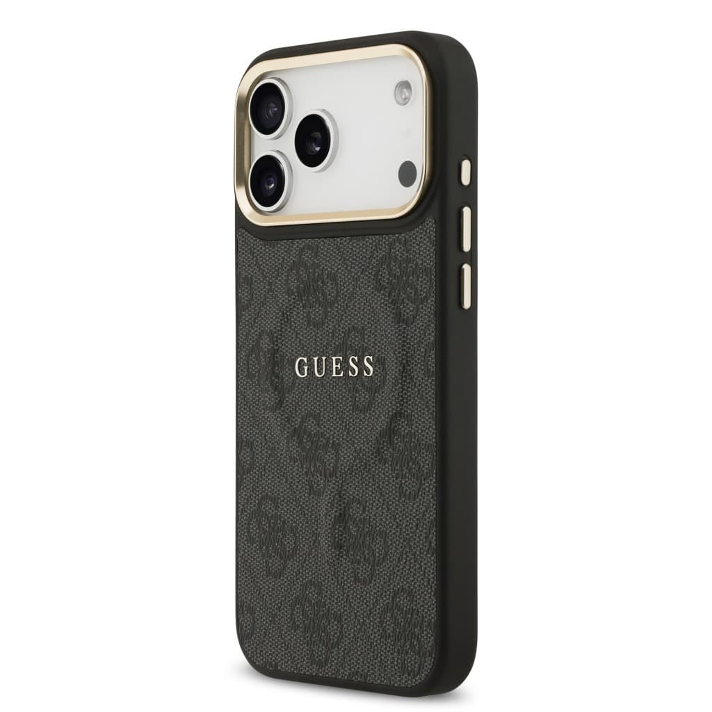 Zadní kryt Guess PU Leather 4G Gold Frame MagSafe pro iPhone 17 Pro Max Black - náhled 2