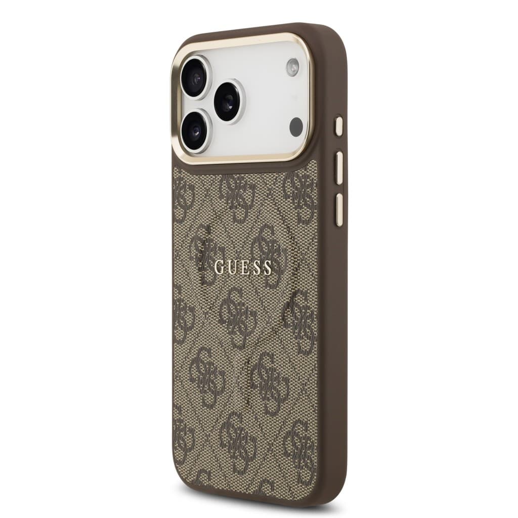 Zadní kryt Guess PU Leather 4G Gold Frame MagSafe pro iPhone 17 Pro Max Brown - náhled 2