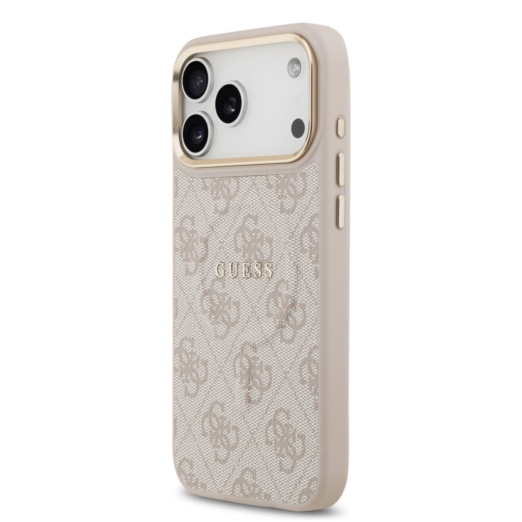 Zadní kryt Guess PU Leather 4G Gold Frame MagSafe pro iPhone 17 Pro Max Pink - náhled 2