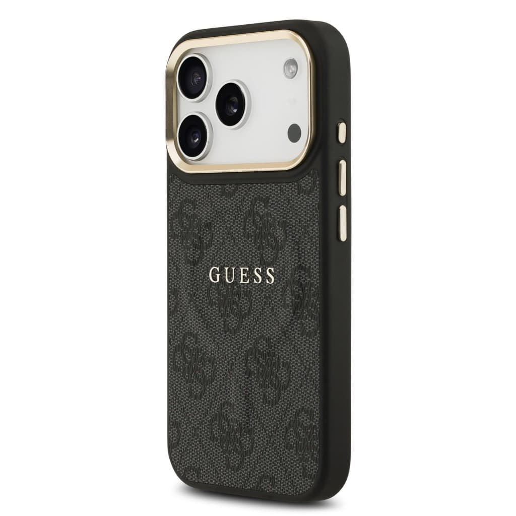 Zadní kryt Guess PU Leather 4G Gold Frame MagSafe pro iPhone 17 Pro Black - náhled 2