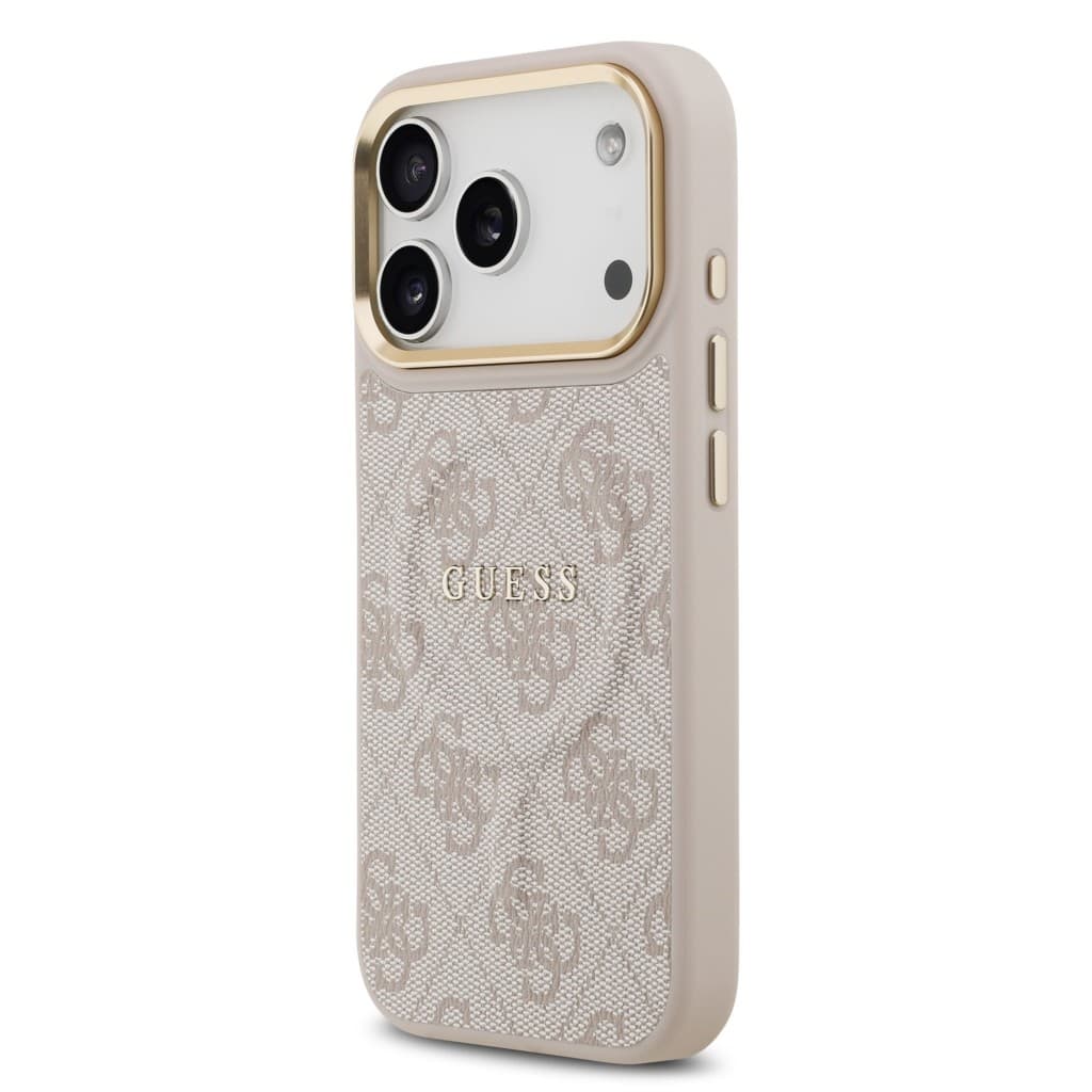 Zadní kryt Guess PU Leather 4G Gold Frame MagSafe pro iPhone 17 Pro Pink - náhled 2