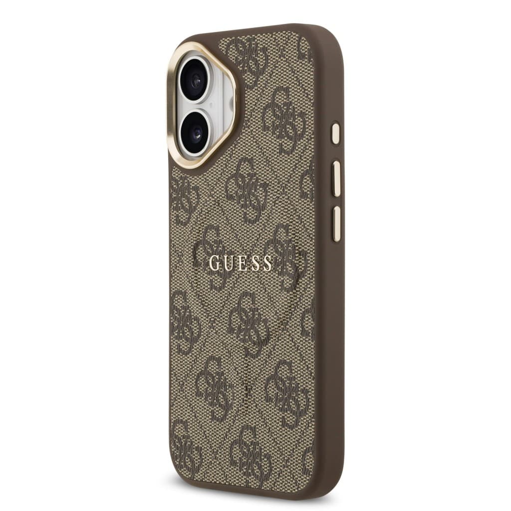 Zadní kryt Guess PU Leather 4G Gold Frame MagSafe pro iPhone 17 Brown - náhled 2