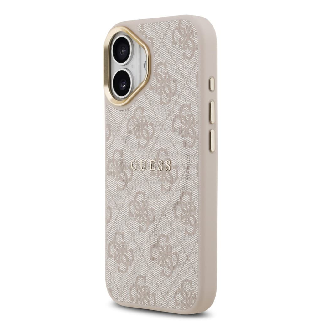 Zadní kryt Guess PU Leather 4G Gold Frame MagSafe pro iPhone 17 Pink - náhled 2