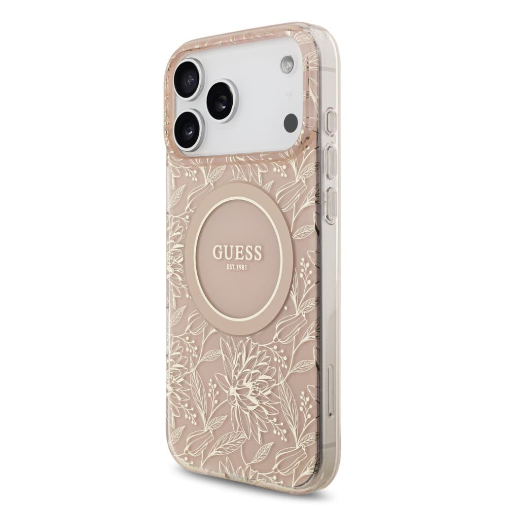 Zadní kryt Guess IML Flowers Allover Strap MagSafe pro iPhone 17 Pro Max Pink - náhled 2
