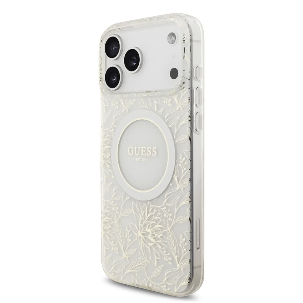 Zadní kryt Guess IML Flowers Allover Strap MagSafe pro iPhone 17 Pro Max White - náhled 2