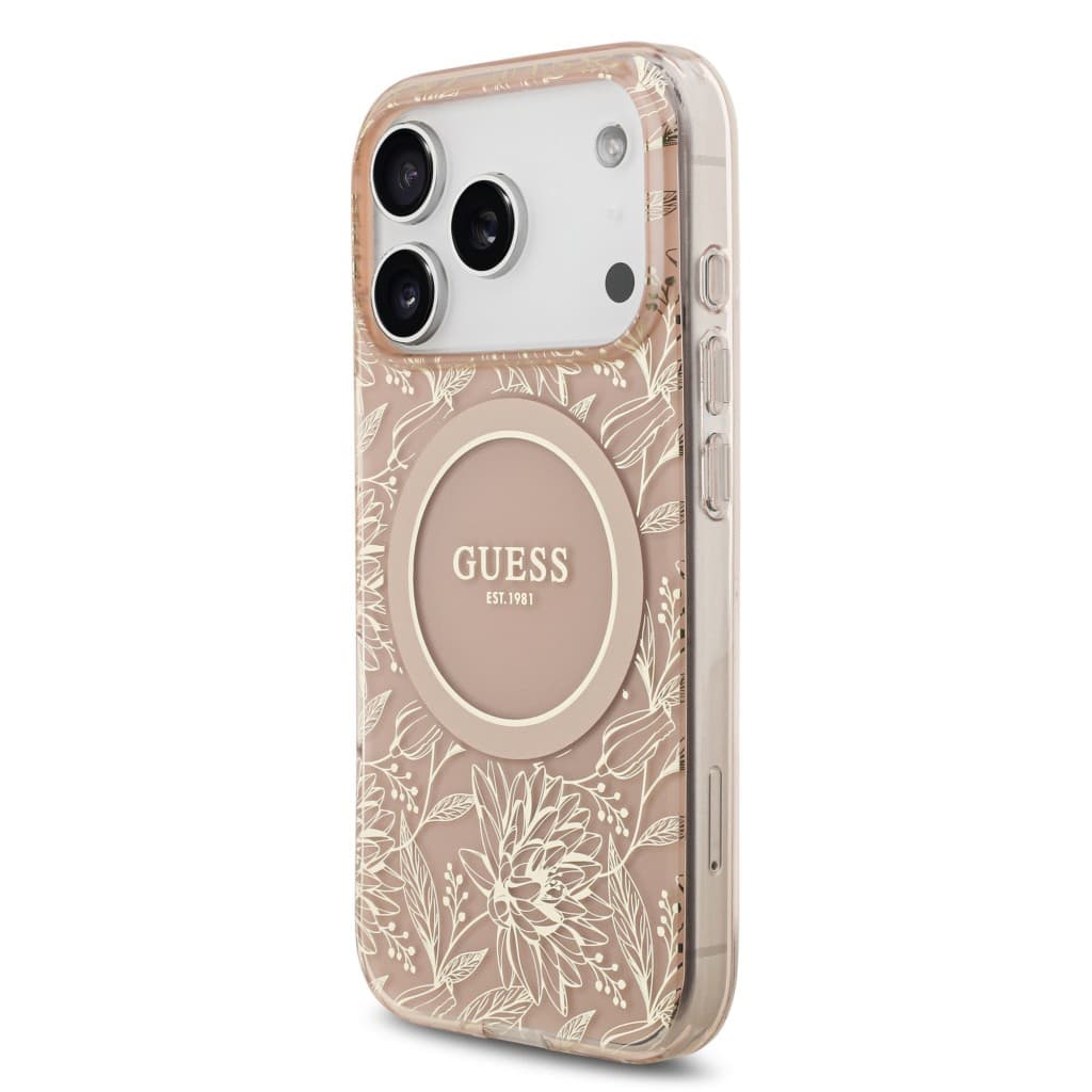 Zadní kryt Guess IML Flowers Allover Strap MagSafe pro iPhone 17 Pro Pink - náhled 2