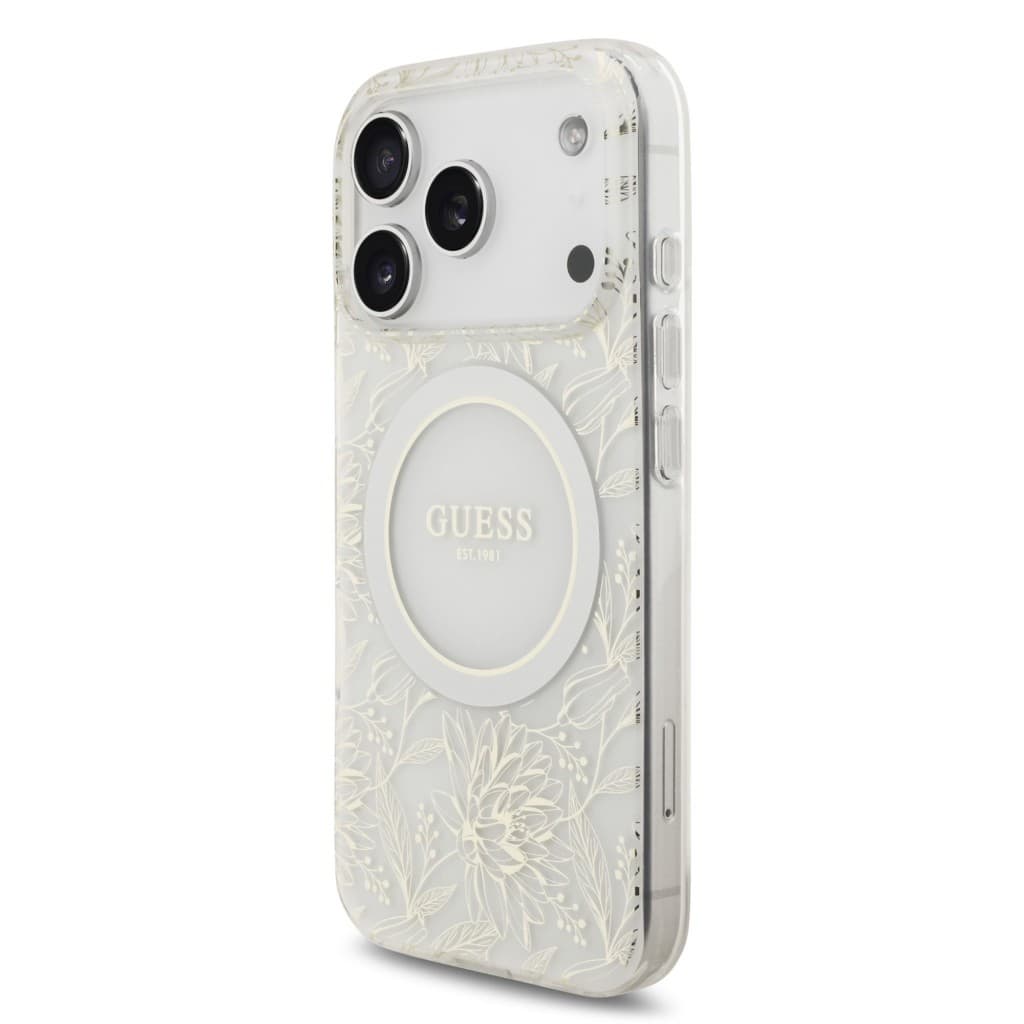 Zadní kryt Guess IML Flowers Allover Strap MagSafe pro iPhone 17 Pro White - náhled 2
