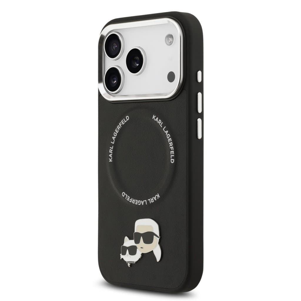 Zadní kryt Karl Lagerfeld PU Karl and Choupette Heads Pins MagSafe pro iPhone 17 Pro Max Black - náhled 2