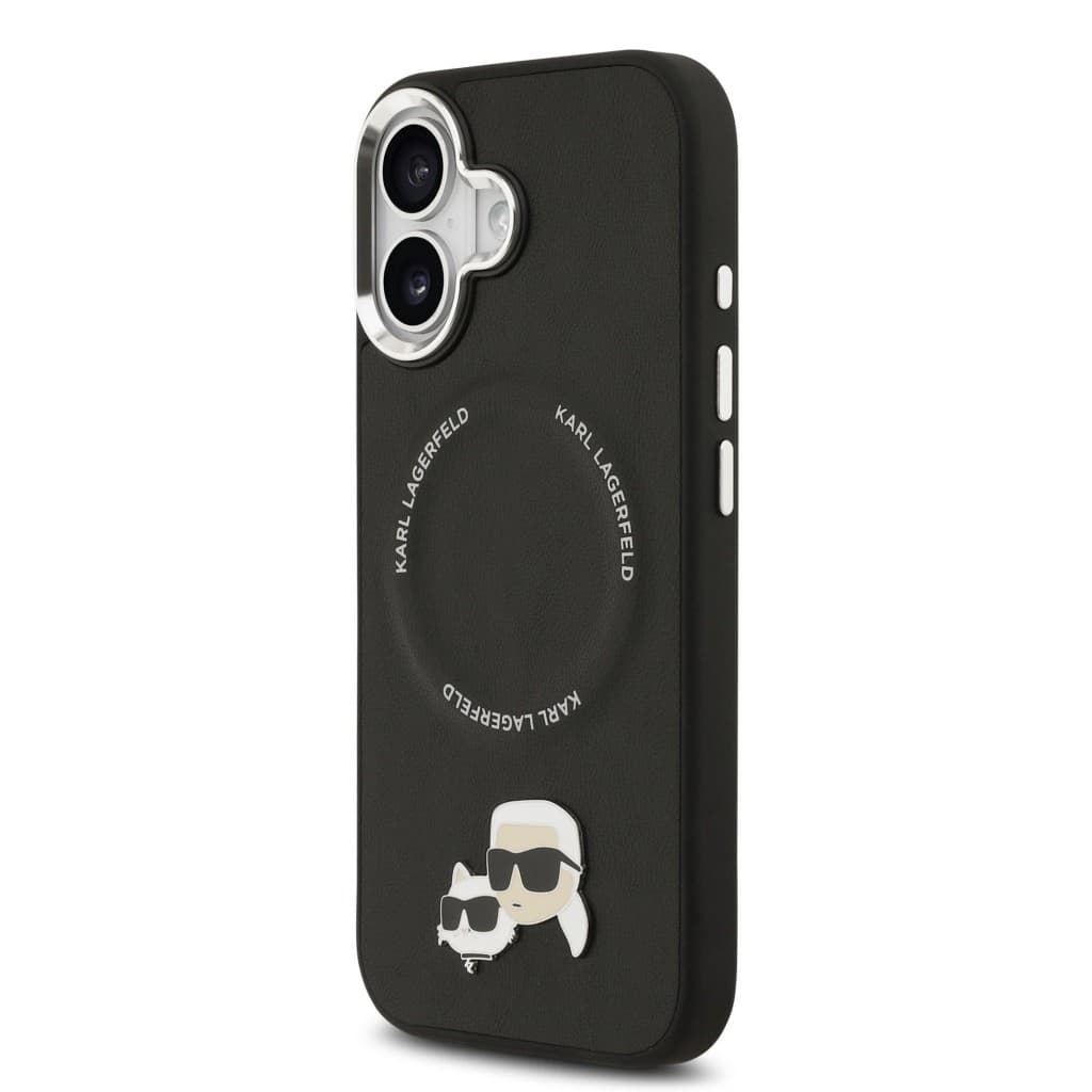 Zadní kryt Karl Lagerfeld PU Karl and Choupette Heads Pins MagSafe pro iPhone 17 Black - náhled 2