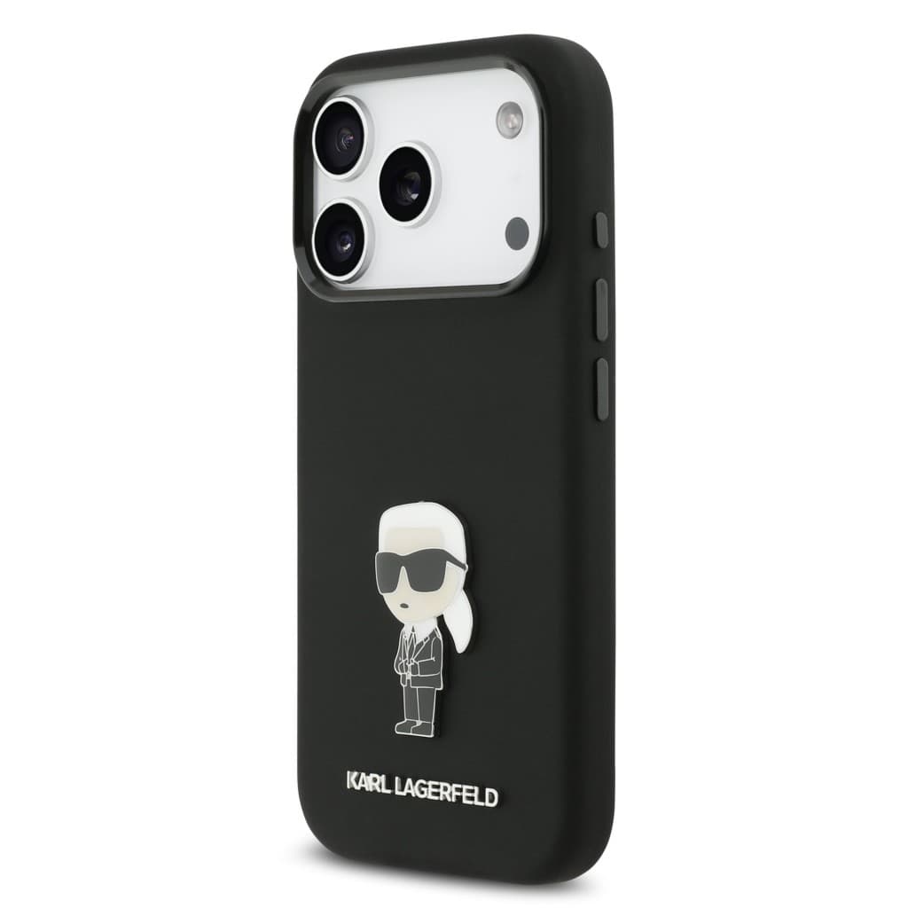 Zadní kryt Karl Lagerfeld Liquid Silicone Metal Ikonik pro iPhone 17 Pro Black - náhled 2