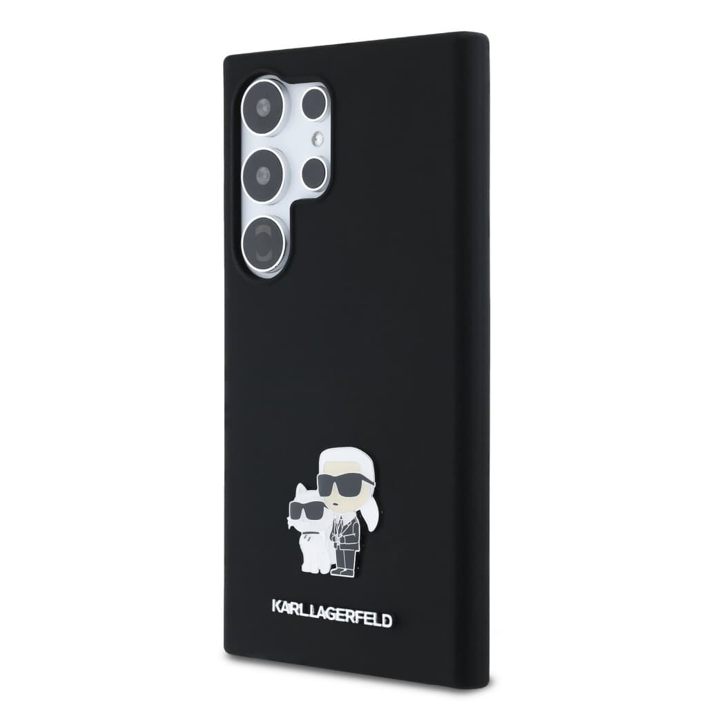 Zadní kryt Karl Lagerfeld Liquid Silicone Metal Karl and Choupette pro Samsung Galaxy S24 Ultra Black - náhled 2