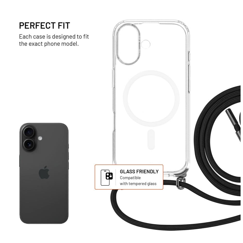 Pouzdro FIXED MagPure Neck s černou šňůrkou na krk pro Apple iPhone 17 - náhled 2