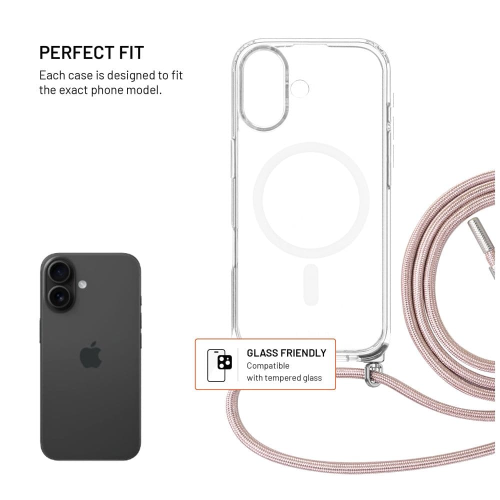 Pouzdro FIXED MagPure Neck s růžovou šňůrkou na krk pro Apple iPhone 17 - náhled 2