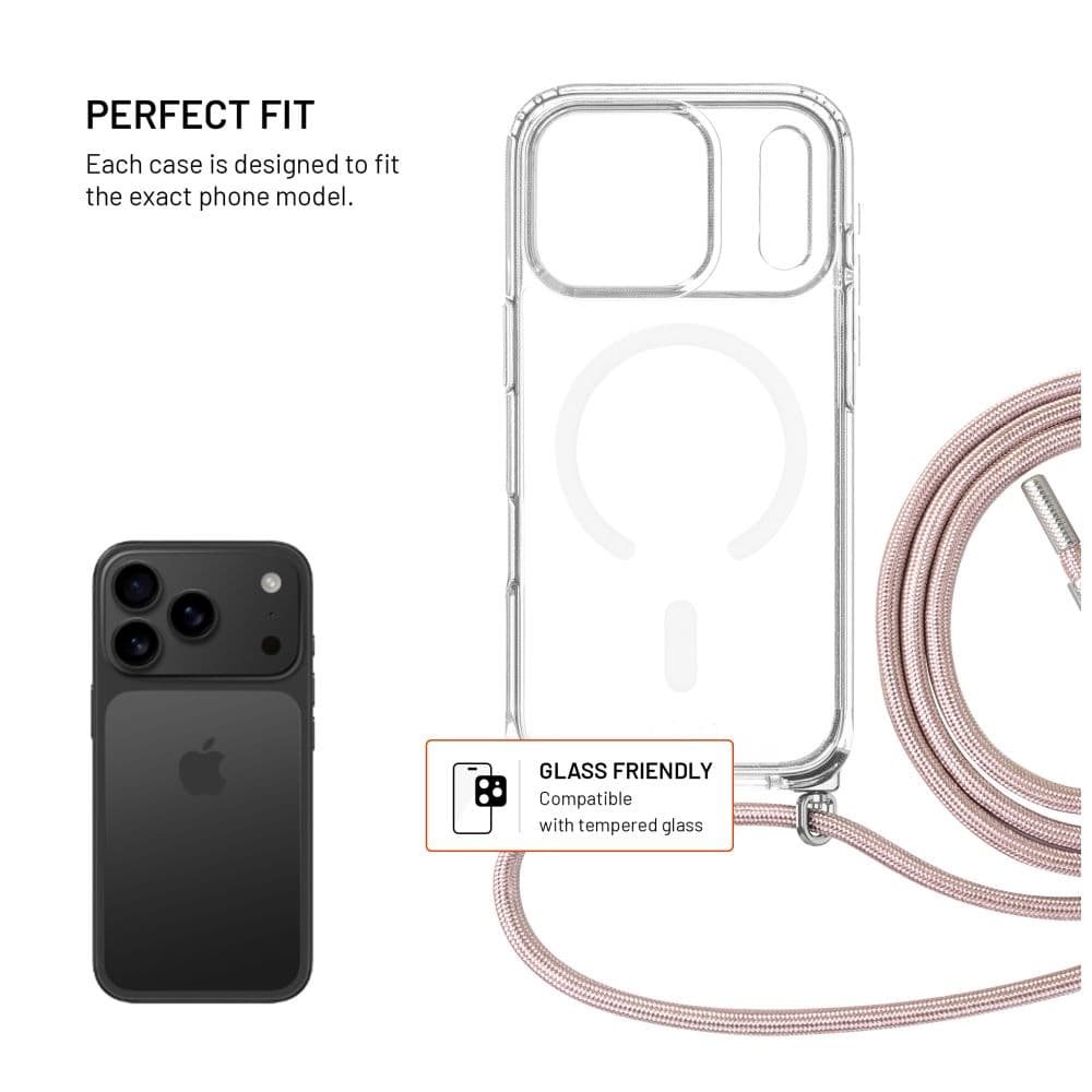 Pouzdro FIXED MagPure Neck s růžovou šňůrkou na krk pro Apple iPhone 17 Pro - náhled 2