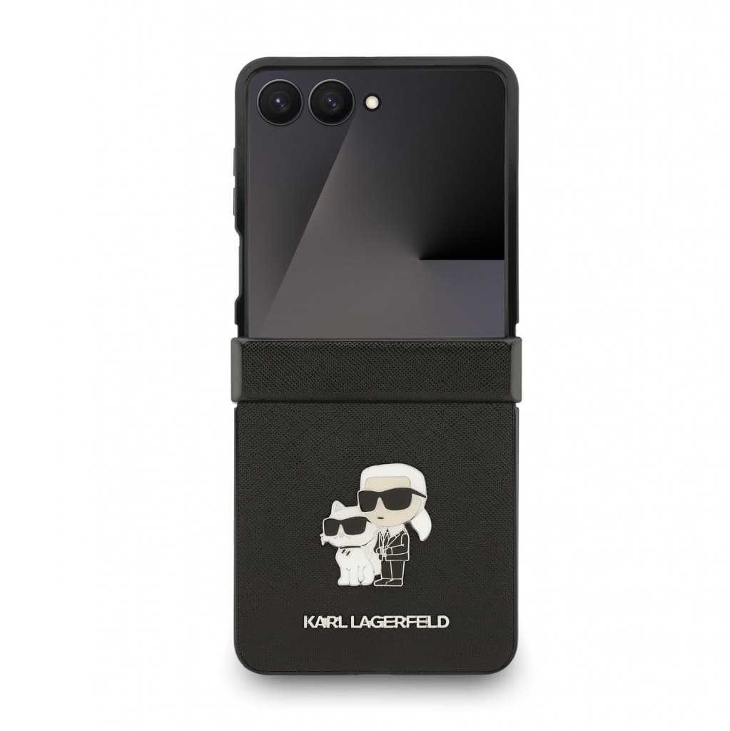 Zadní kryt Karl Lagerfeld PU Saffiano Karl a Choupette pro Samsung Galaxy Z Flip 7 černý - náhled 2
