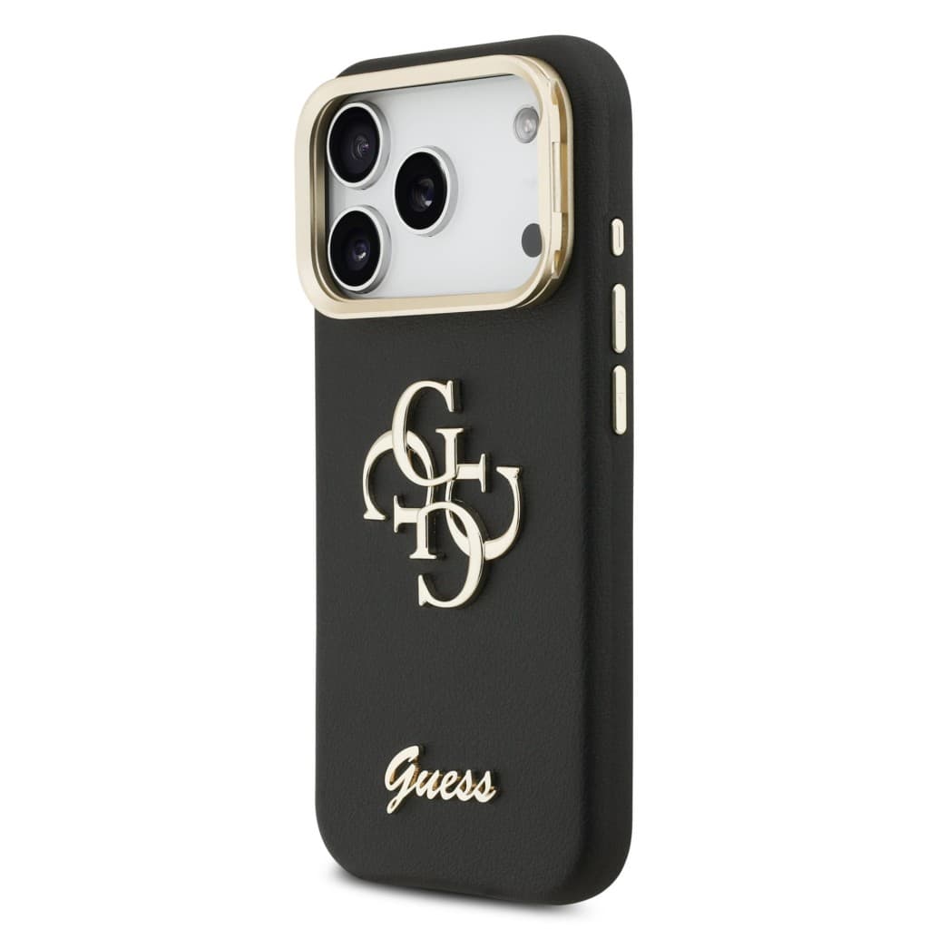 Zadní kryt Guess PU Grained 4G Logo Stand Camera Frame pro iPhone 17 Pro Black - náhled 2