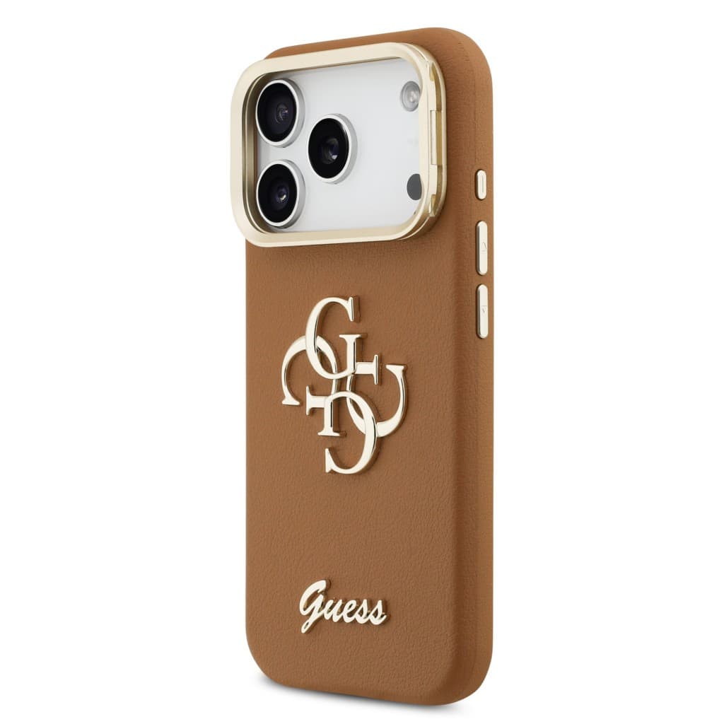 Zadní kryt Guess PU Grained 4G Logo Stand Camera Frame pro iPhone 17 Pro Brown - náhled 2