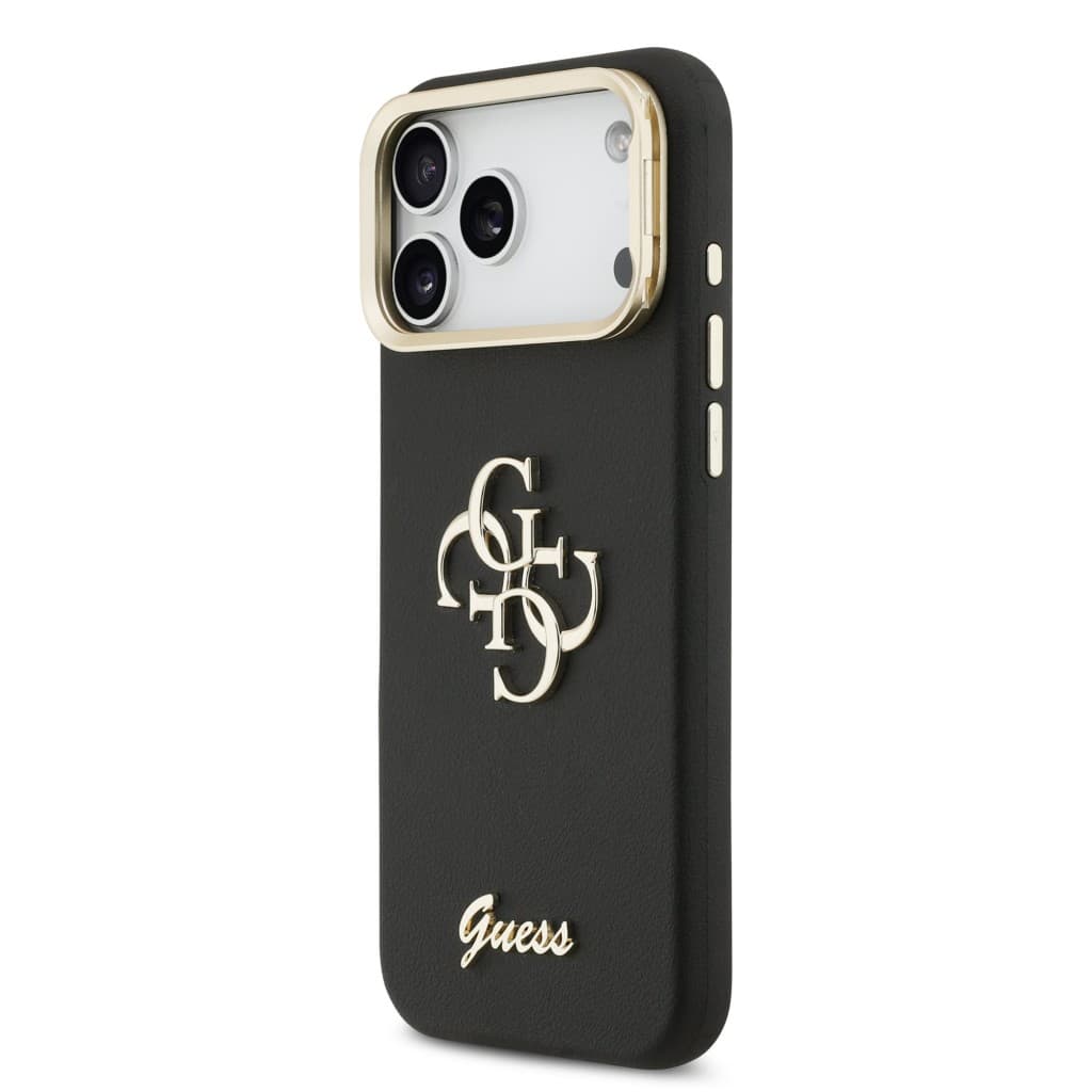 Zadní kryt Guess PU Grained 4G Logo Stand Camera Frame pro iPhone 17 Pro Max Black - náhled 2