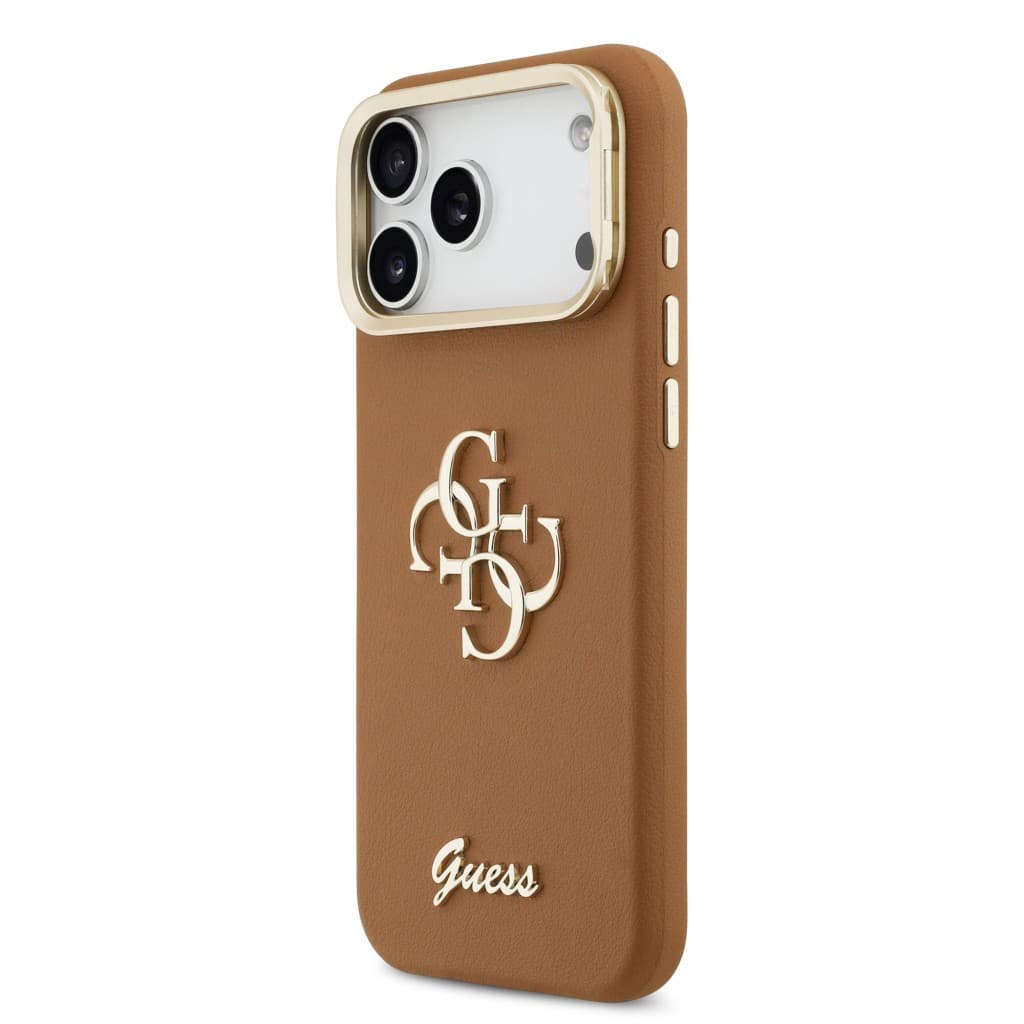 Zadní kryt Guess PU Grained 4G Logo Stand Camera Frame pro iPhone 17 Pro Max Brown - náhled 2