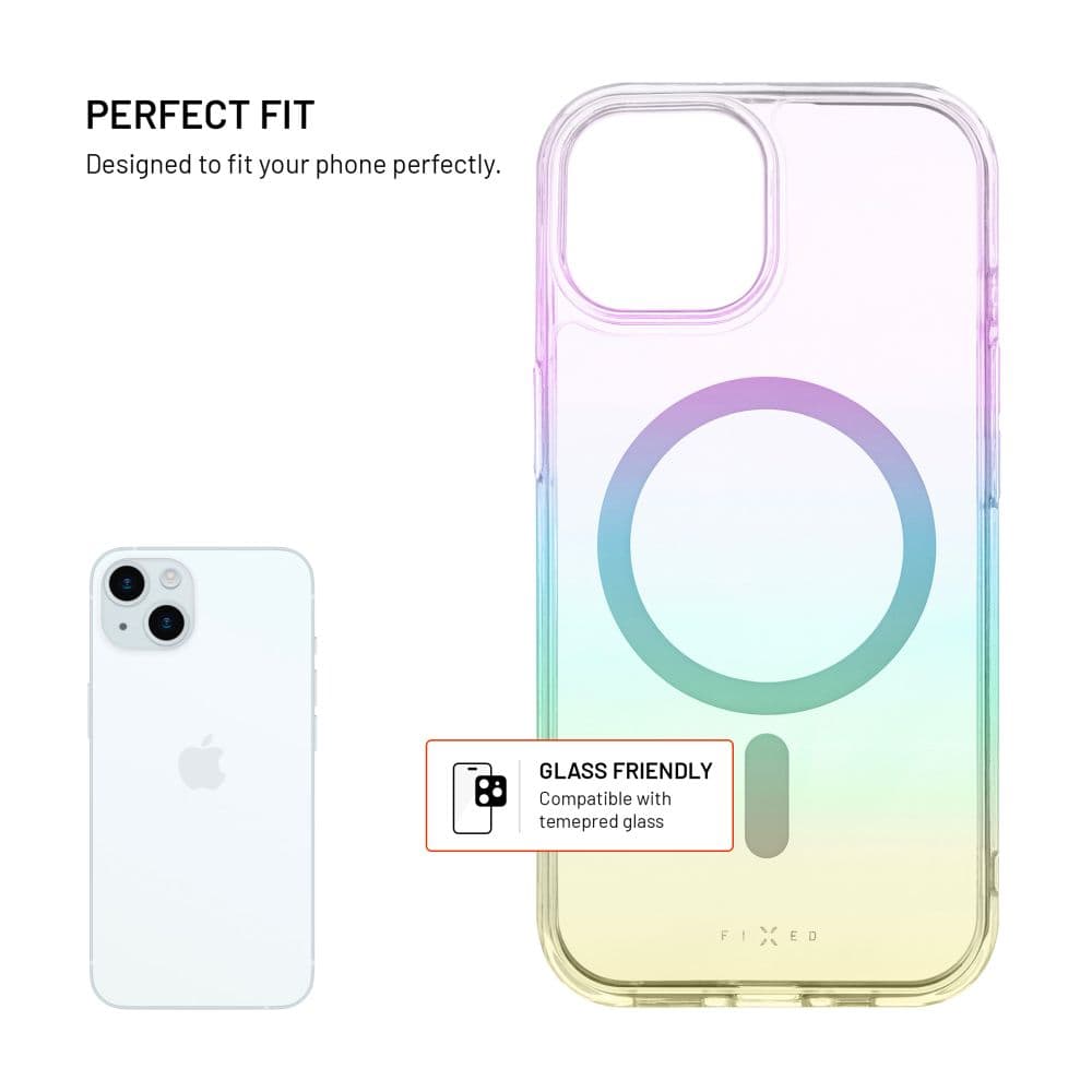 Zadní kryt FIXED MagRainbow s podporou MagSafe pro Apple iPhone 15, duhový - náhled 2