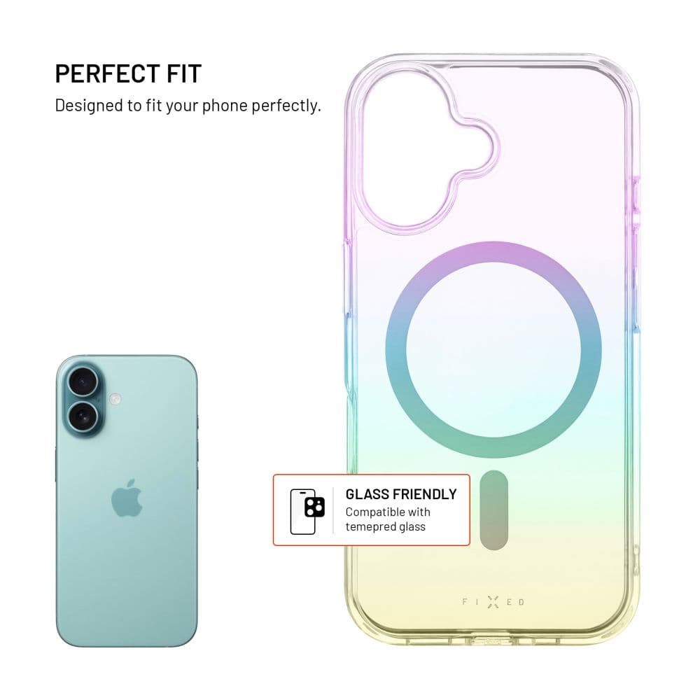 Zadní kryt FIXED MagRainbow s podporou MagSafe pro Apple iPhone 16, duhový - náhled 2