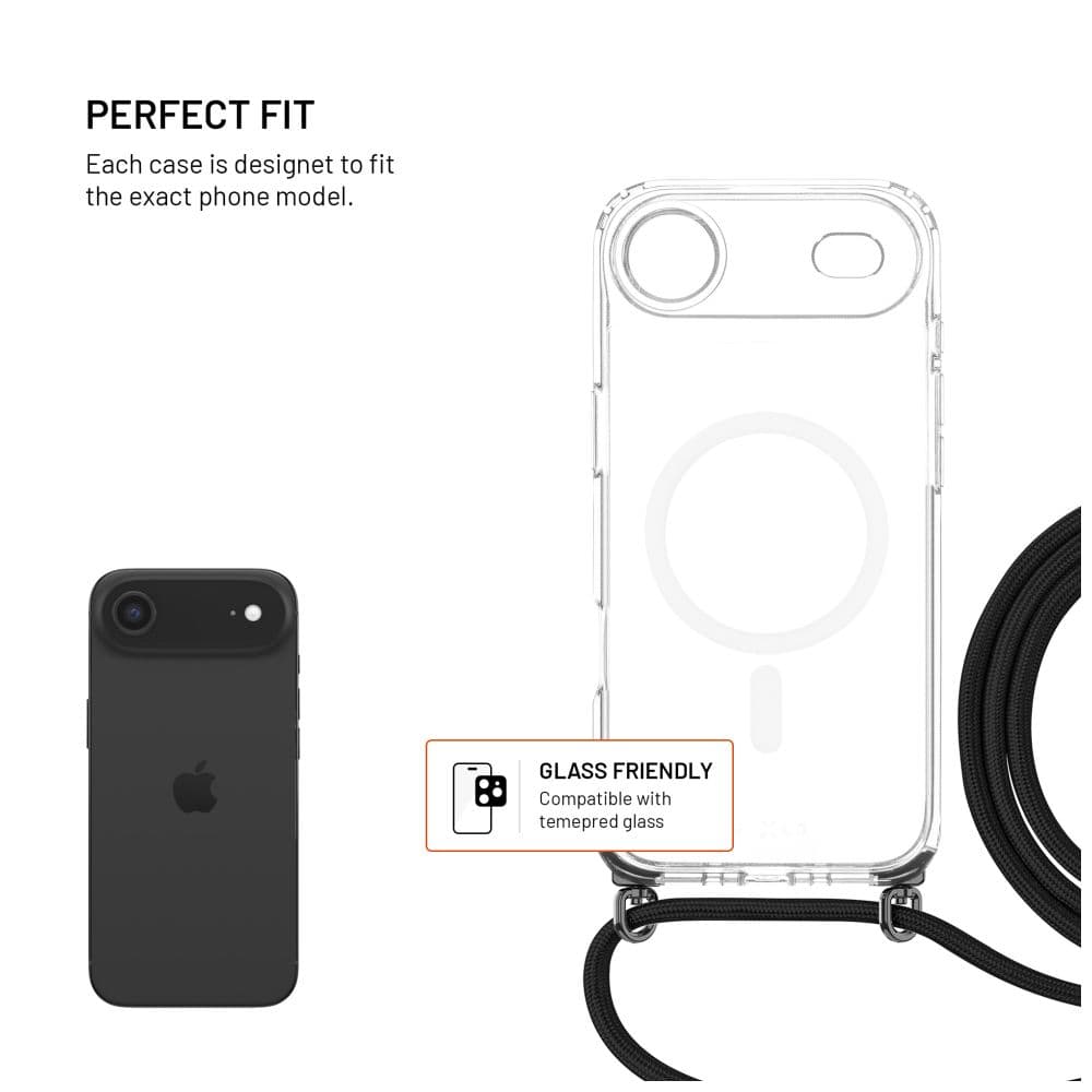 Zadní kryt FIXED MagPure Neck s černou šňůrkou na krk pro Apple iPhone Air - náhled 2