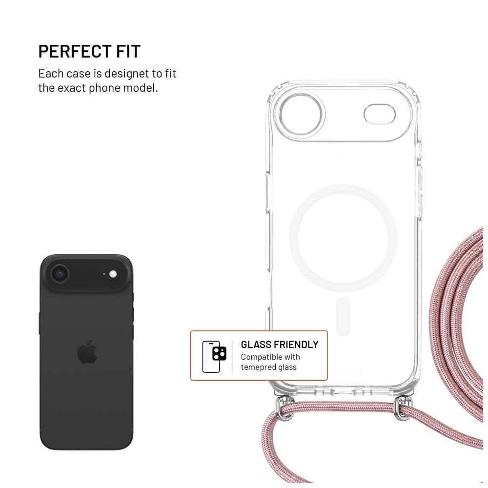 Zadní kryt FIXED MagPure Neck s růžovou šňůrkou na krk pro Apple iPhone Air - náhled 2