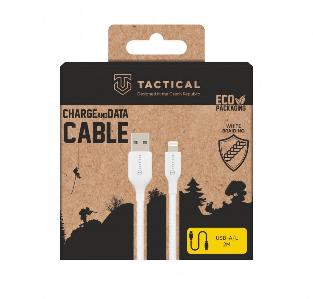 Datový kabel Tactical Stitch Thread USB-A - Lightning 2m White - náhled 2